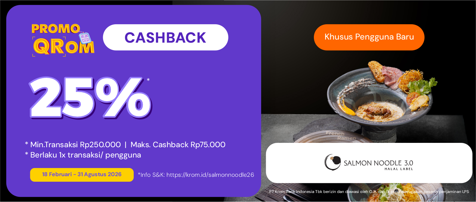Cashback QRIS Krom: Salmon Noodle